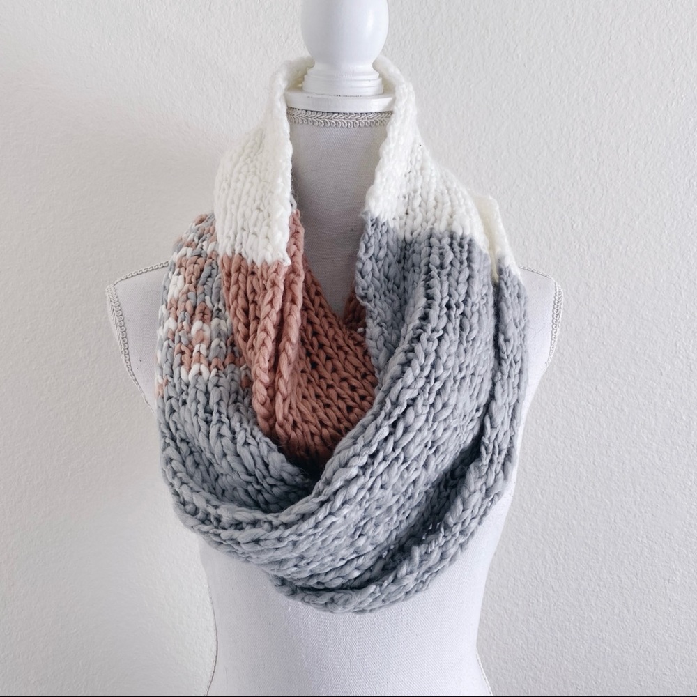 Pink & Gray Cowl Infinity Scarf